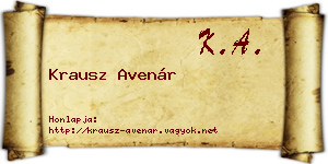 Krausz Avenár névjegykártya